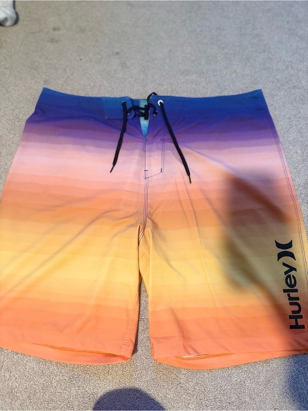 Hurley Men’s Ombre Sunset Board Shorts - Orange, Yellow, Blue, Purple
